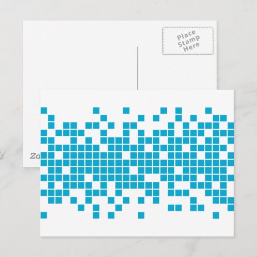 Blaue Pixel Postkarte (Vorne/Hinten)