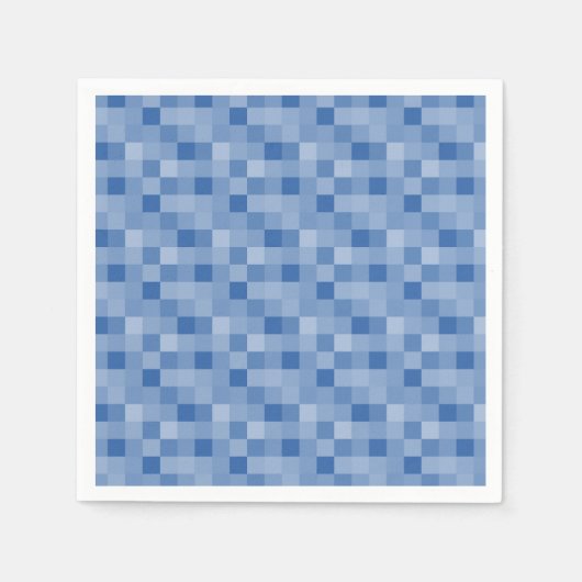 Blaue Pixel-Quadrate Musterpapierserien Serviette (Vorderseite)
