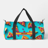 Blaue Pizza-Muster lustiger Name oder eigener Text Duffle Bag (Vorderseite)