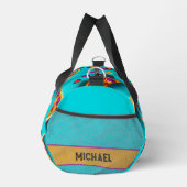 Blaue Pizza-Muster lustiger Name oder eigener Text Duffle Bag (Rechts)