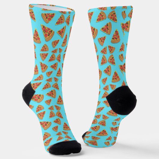 Blaue Pizza-Muster Süße Neuheit Socken (Gewinkelt)