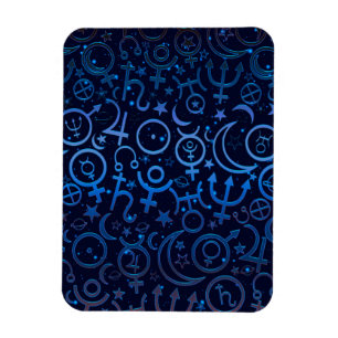 Blaue planetarische Symbole Mystisches Universum P Magnet