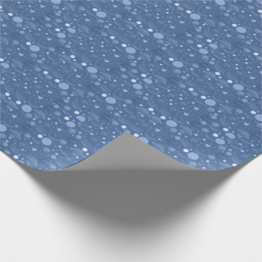 Blaue Planeten Geschenkpapier (Ecke)