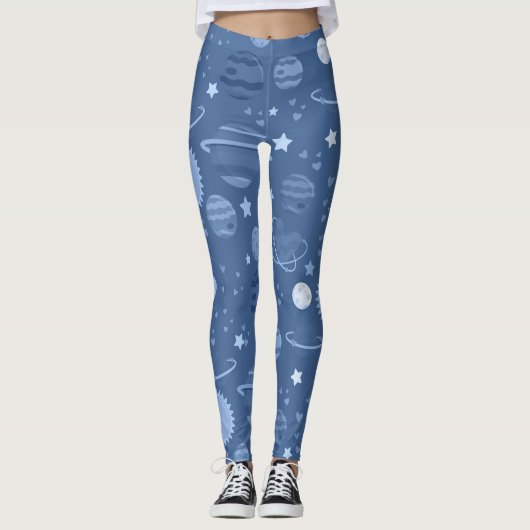 Blaue Planeten Leggings (Vorderseite)