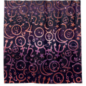 Blaue Planetensymbole Mystical Universe Planets Duschvorhang (Vorderseite)