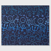 Blaue Planetensymbole Mystical Universe Planets Geschenkpapier (Flach)