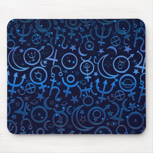 Blaue Planetensymbole Mystical Universe Planets Mousepad (Vorne)