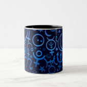 Blaue Planetensymbole Mystical Universe Planets Zweifarbige Tasse (Mittel)