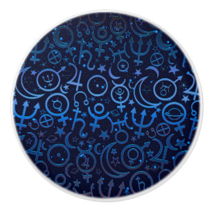 Blaue Planetensymbole Mystisches Universum Planete Keramikknauf