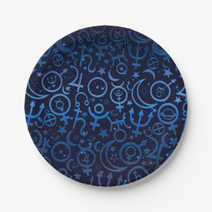 Blaue Planetensymbole Mystisches Universum Planete Pappteller