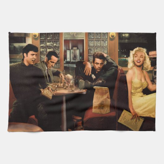 Blaue Platte 2 Geschirrtuch (Horizontal)