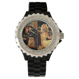 Blaue Platte Armbanduhr