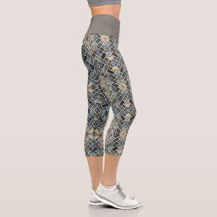 blaue Platte Capri Leggings