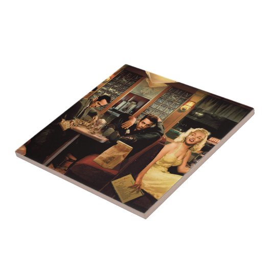 Blaue Platte Fliese (Seite)