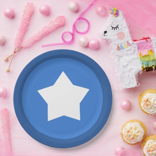 Blaue Platte mit blauer Grenze und Mitte Weißer St Pappteller (Party)