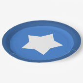 Blaue Platte mit blauer Grenze und Mitte Weißer St Pappteller (Schrägansicht)