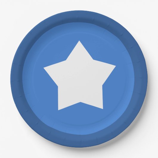 Blaue Platte mit blauer Grenze und Mitte Weißer St Pappteller (Vorderseite)