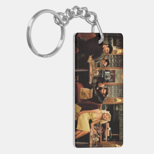 Blaue Platte Schlüsselanhänger (Vorderseite links)