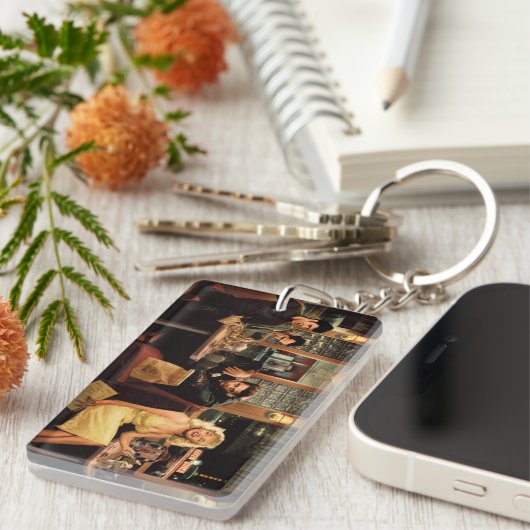 Blaue Platte Schlüsselanhänger (Vorderseite rechts)