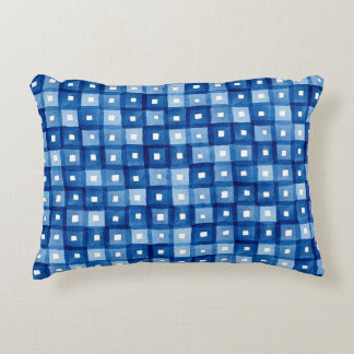 Blaue Plätze, Aquarellfarben Nahtloses Mosaik. Dekokissen