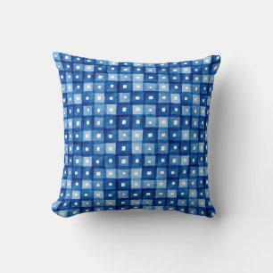 Blaue Plätze, Aquarellfarben Nahtloses Mosaik. Kissen