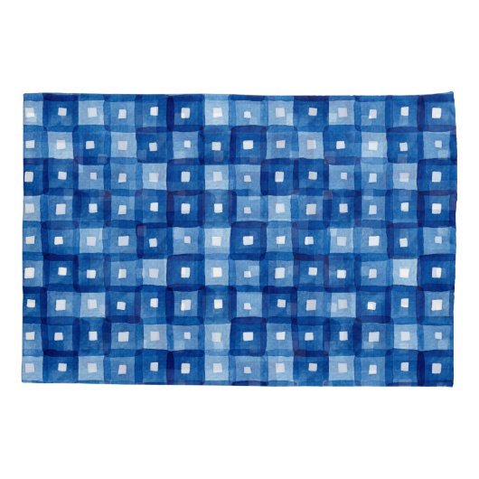 Blaue Plätze, Aquarellfarben Nahtloses Mosaik. Kissenbezug (Rückseite)