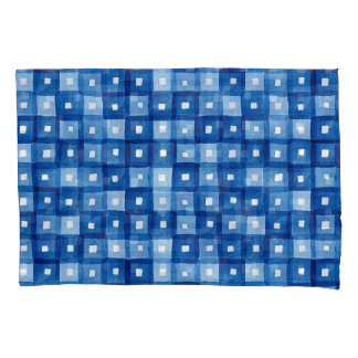 Blaue Plätze, Aquarellfarben Nahtloses Mosaik. Kissenbezug