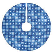 Blaue Plätze, Aquarellfarben Nahtloses Mosaik. Polyester Weihnachtsbaumdecke (Vorderseite)