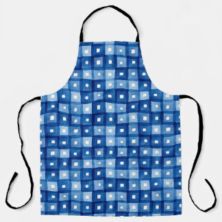 Blaue Plätze, Aquarellfarben Nahtloses Mosaik. Schürze