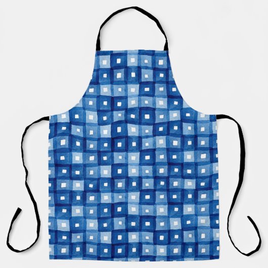 Blaue Plätze, Aquarellfarben Nahtloses Mosaik. Schürze (Vorderseite)