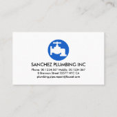 Blaue Plumber-Wasserfallzeichen Visitenkarte (Rückseite)