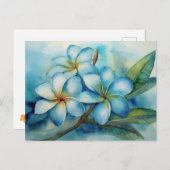 Blaue Plumeria Postkarte (Vorne/Hinten)