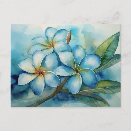Blaue Plumeria Postkarte (Vorderseite)