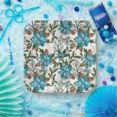 Blaue Poinsettia und Kiefern Pappteller (Party)