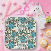 Blaue Poinsettia und Kiefern Pappteller (Party)