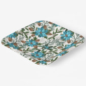 Blaue Poinsettia und Kiefern Pappteller (Gewinkelt)