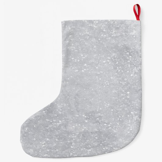 Blaue Poinsettias auf Silber Großer Weihnachtsstrumpf (Rückseite)