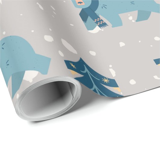 BLAUE POLAR BEAR CHRISTMAS GESCHENKPAPIER (Rolleneckpunkt)