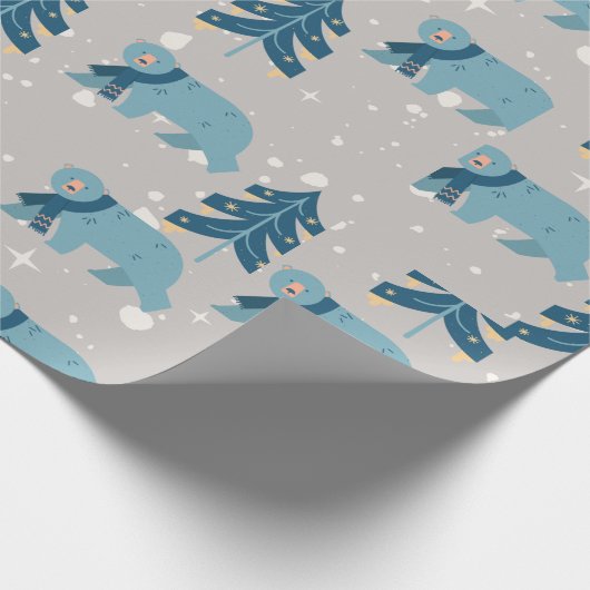BLAUE POLAR BEAR CHRISTMAS GESCHENKPAPIER (Ecke)