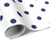 Blaue Polka-Dot auf weißem großen Raum Geschenkpapier (Rolleneckpunkt)