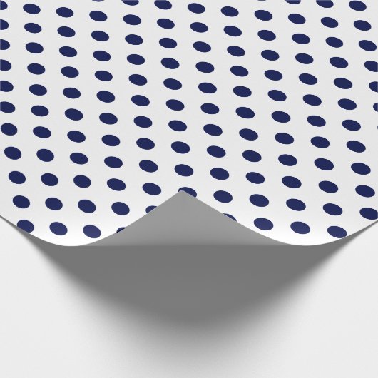 Blaue Polka-Dot auf weißem Mittelraum Geschenkpapier (Ecke)