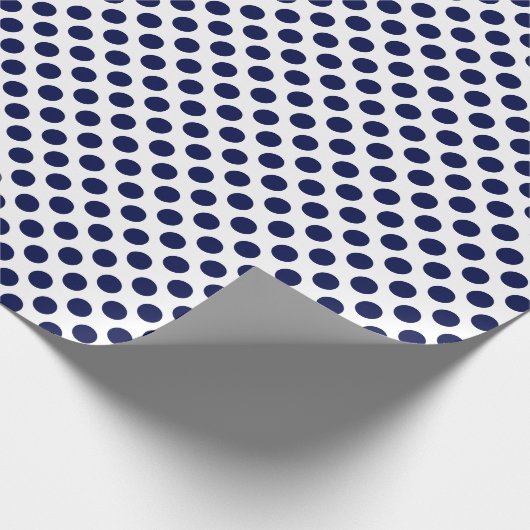 Blaue Polka-Dot auf weißem Wrapping Paper Geschenkpapier (Ecke)