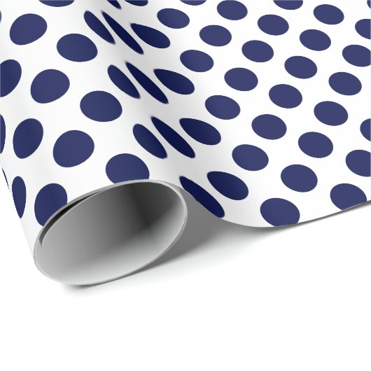 Blaue Polka-Dot auf weißem Wrapping Paper Geschenkpapier (Rolleneckpunkt)