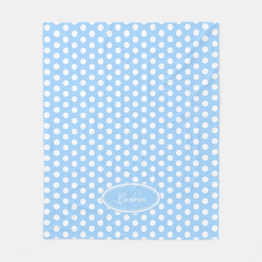 Blaue Polka-Dot-individuelle Name-Decke Fleecedecke (Vorderseite)