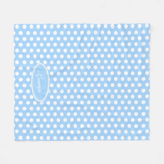 Blaue Polka-Dot-individuelle Name-Decke Fleecedecke (Vorderseite (Horizontal))