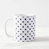 Blaue Polka-Dot-Spot-Muster der weißen Marine Kaffeetasse (Links)