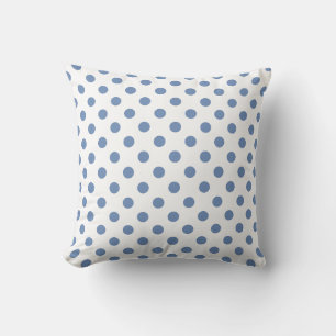 Blaue Polka Dots Muster auf weißem Hintergrund Kissen