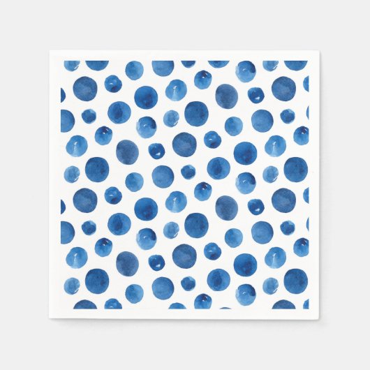 Blaue Polka hat Aquarellfarbe. Modernes Muster Serviette (Vorderseite)