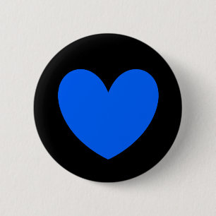 Blaue Polka-Herzen auf schwarz Button