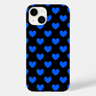 Blaue Polka-Herzen auf schwarz Case-Mate iPhone 14 Hülle